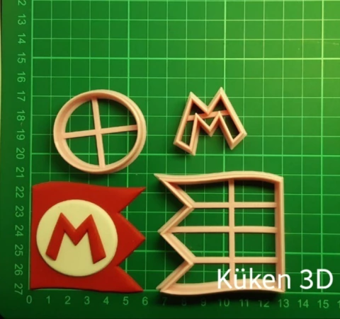 Cortante bandera mario 7cm collage bros