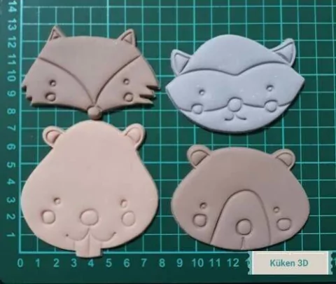 Set Cortantes Animales Bosque Cara Ardilla Mapache Zorro Oso