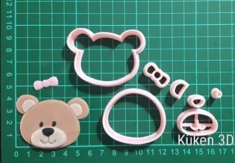 Cortante Oso Osito Cara Collage Cupcake 5cm Bosque Animal