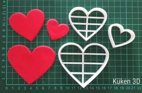 Set Cortante Corazones Corazon 8, 6 y 4cm