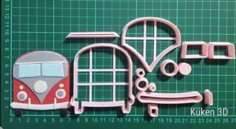 Cortante Combi Van Hippie Camioneta Vw Collage Vehiculo 8cm