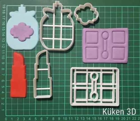 Cortante Set Maquillaje 8cm Labial Perfume Mujer Cosmetico