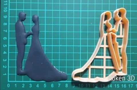 Cortante Silueta Pareja 10cm Amor Compromiso Casamiento