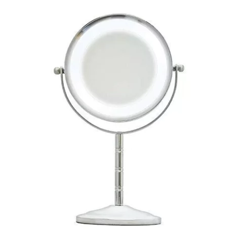 Espejo Mesa Con Luz Led 6 Pulgadas Doble Aumento 5x Cromado