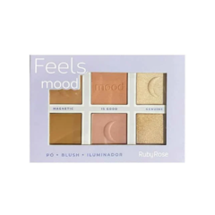 PALETA PÓ, BLUSH E ILUMINADOR FEELS MOOD - RUBY ROSE HB-7524