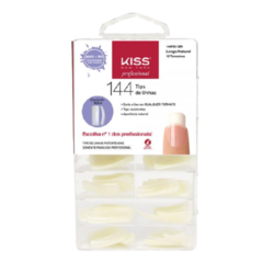 144 Tips de Unhas Longo/Natural Quadrado Ativo Kiss New York