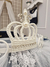 Dosel corona Flor de lis plata con perlas y strass - tienda online