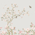 Empapelado de pared con un elegante diseño de flores y mariposas en tonos suaves sobre fondo gris claro