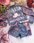 Conjunto de short e jaqueta JEANS Personalizada com franjas ROSAS boiadeira