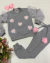 Conjunto de calça e blusa corações rosa com organza