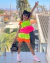Conjunto neon tricolor de short e blusa babados - loja online