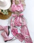 Conjunto de calça e cropped ROSA metalizado com franjas boiadeira