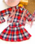 Conjunto de saia plissada e camisa xadrez com franja rosa Milene - Estilosa Kids / Loja Online Moda Infantil