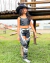Conjunto de calça preta boiadeira com franjas e cropped COURINO