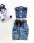 Saia cargo jeans midi na internet