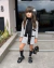 Conjunto de saia e casaco tweed preto e branco Manuela - loja online