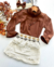 Conjunto de saia babadinhos e blusa marrom Bianca