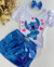 Conjunto de saia metalizada cargo e body BRANCO stitch - Estilosa Kids / Loja Online Moda Infantil