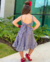 Conjunto xadrez de saia mullet e cropped alcinha com detalhe cereja na internet