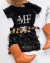 Conjunto de saia franja preta e blusa PERSONALIZADA com nome prata - comprar online