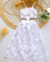 Conjunto de saia midi e top flor branco richilieu Serena