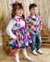 Conjunto de salopete xadrez colorido com azul e camisa branca Elisa - Estilosa Kids / Loja Online Moda Infantil