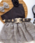 Conjunto de saia cinza brilho e blusa preta um ombro flor - Estilosa Kids / Loja Online Moda Infantil