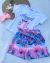 Conjunto de short estampado stitch e blusa aplicação