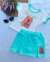 Conjunto de short saia verde água e blusa capivara