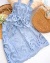 Conjunto de cropped e saia midi azul richilieu - comprar online