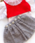 Conjunto de blusa renda, cropped vermelho e saia cinza brilho Luli - Estilosa Kids / Loja Online Moda Infantil