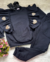 Conjunto de blusa babados aplicação coração manga longa e calça (opção de cor) na internet