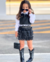 Conjunto de saia de franjas , camisa branca e cropped courino - loja online