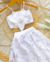 Conjunto de saia midi e top flor branco richilieu Serena - loja online