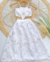 Conjunto de saia midi e top flor branco richilieu Serena