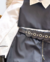 Imagem do Conjunto de short saia preto courino zíper, camisa branca manga comprida e cropped (opção de cor)
