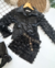 Conjunto de saia e jaqueta courino preta franja - comprar online