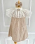 Vestido dourada com gola tule Celine (acompanha laço de cabelo)