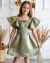 Vestido verde oliva mangas bufantes na internet