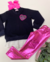 Conjunto de calça metalizada e blusão GRL power preta