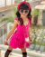 Conjunto jeans rosa pink de short e colete