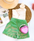Conjunto de short linho verde e blusa flor um ombro na internet
