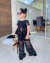 Conjunto de calça e blusa preta renda Selena