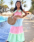 Conjunto tricolor candy colors de saia longa e cropped Helena - comprar online
