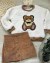 Conjunto de short saia veludo e blusa pelinho ursinho
