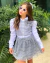 Conjunto de saia e cropped cinza de brilho com camisa branca manga longa - comprar online