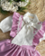 Imagem do Conjunto de salopete rosa e blusa off de amarrar Laila (acompanha laço de cabelo)
