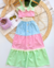 Conjunto tricolor candy colors de saia longa e cropped Helena na internet