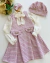 Vestido de malha tweed rosa com mangas e gola off