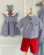 Conjunto de bermuda vermelha e camisa listrada Theo - loja online
